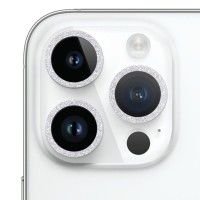 Захисне скло Metal Sparkles на камеру (в упак.) для Apple iPhone 15 Pro (6.1'') /15 Pro Max (6.7'') Сріблястий (42440)