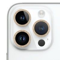 Захисне скло Metal Sparkles на камеру (в упак.) для Apple iPhone 15 Pro (6.1'') /15 Pro Max (6.7'') Золотий (42439)