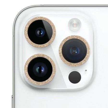 Захисне скло Metal Sparkles на камеру (в упак.) для Apple iPhone 15 Pro (6.1'') /15 Pro Max (6.7'') Золотой (42439)