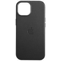 Шкіряний чохол Leather Case (AAA) with MagSafe and Animation для Apple iPhone 15 (6.1'') Чорний (43129)