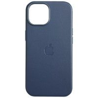 Шкіряний чохол Leather Case (AAA) with MagSafe and Animation для Apple iPhone 15 Plus (6.7'') Блакитний (43133)