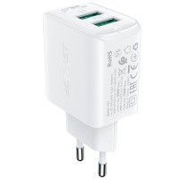 МЗП Acefast A33 QC18W (USB-A+USB-A) dual port Белый (44544)