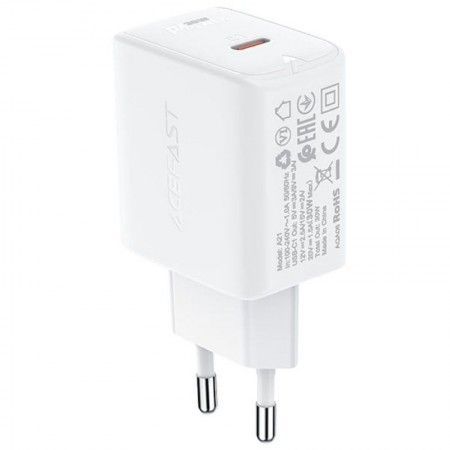 МЗП Acefast A21 30W GaN single USB-C Білий (44557)