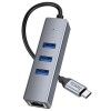 Перехідник HUB Hoco HB34 Easy link Type-C Gigabit network adapter (Type-C to USB3.0*3+RJ45) Серый (44757)