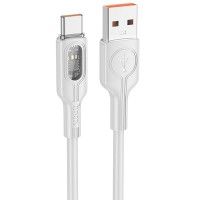 Дата кабель Hoco U120 Transparent explore intelligent power-off USB to Type-C 5A (1.2m) Серый (44760)