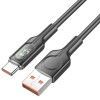 Дата кабель Hoco U120 Transparent explore intelligent power-off USB to Type-C 5A (1.2m) Чорний (44761)