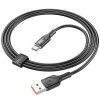 Дата кабель Hoco U120 Transparent explore intelligent power-off USB to Type-C 5A (1.2m) Чорний (44761)