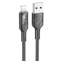 Дата кабель Hoco U120 Transparent explore intelligent power-off USB to Lightning (1.2m) Черный (44829)