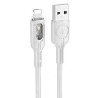 Дата кабель Hoco U120 Transparent explore intelligent power-off USB to Lightning (1.2m) Сірий (44830)