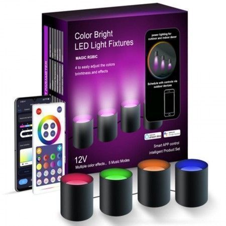 Настінна LED лампа RGB Intelligent wall lamp 4 pcs with Bluetooth European plug with app Черный (47063)