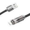 Дата кабель Hoco U122 Lantern Transparent Discovery Edition USB to Lightning Чорний (46876)