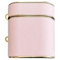 Шкіряний футляр Suitcase для навушників AirPods 1/2 Рожевий (46376)