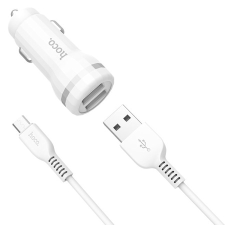 АЗУ Hoco Z27 Staunch + Cable (Micro) 2.4A 2USB Білий (26834)