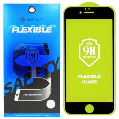 Гибкое защитное стекло BestSuit Flexible для Apple iPhone 6 6s BLACK Чёрное