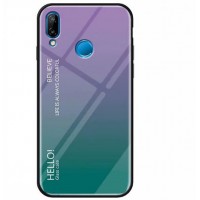 TPU+Glass чехол Gradient HELLO для Xiaomi Redmi 7 Фіолетовий (26704)